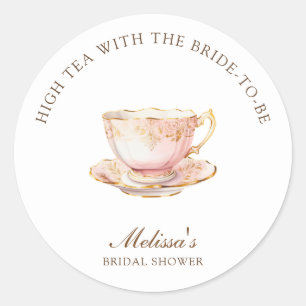 Sticker Rond Thé à la haute Pastel Or Mariage