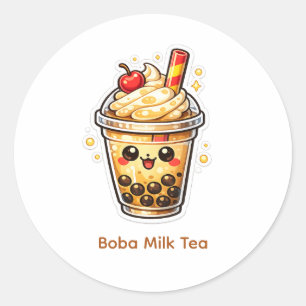 Sticker Rond Thé au lait aux perles de tapioca