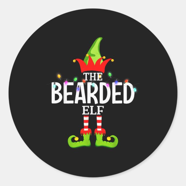 Sticker Rond The Bearded Elf Christmas Matching Pajamas  (Devant)