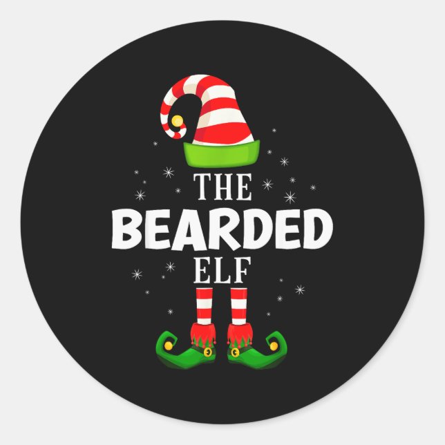 Sticker Rond The Bearded Elf Christmas Pjs Matching Pajama  (Devant)