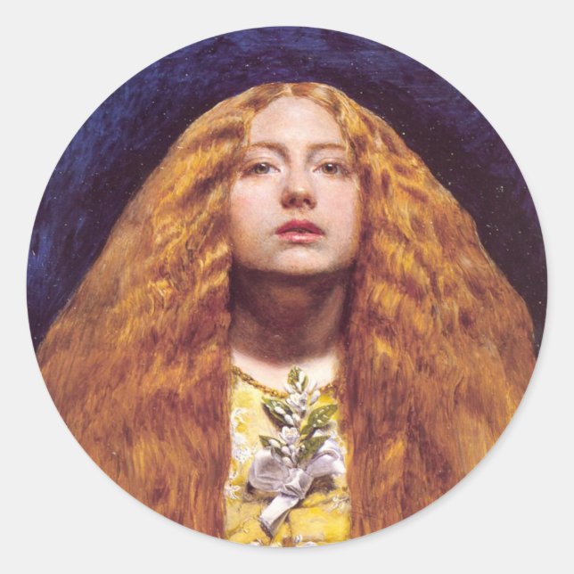 Sticker Rond The Bridesmaid, vers 1851 par John Everett Millais (Devant)