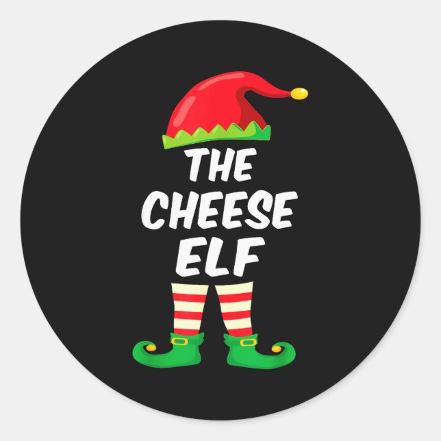 Sticker Rond The Cheese Elf Family Matching Funny Christmas Cos (Devant)