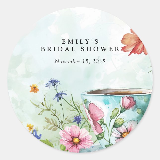 Sticker Rond Thé dansant floral Shower de mariage (Devant)