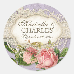 Sticker Rond Thé de dentelle Vintage moderne teint Hydrangea en