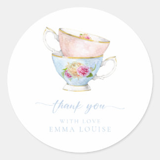 Sticker Rond Thé de Fleurs Élégant Remerciement de Brunch de Ma