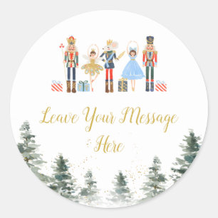 Sticker Rond Thé de mariage de Noël Casse-Noisette Amour Votre
