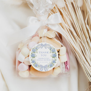 Sticker Rond Thé de mariage floral bleu