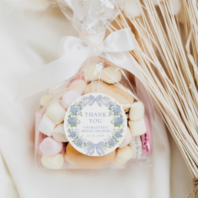 Sticker Rond Thé de mariage floral bleu (Créateur téléchargé)