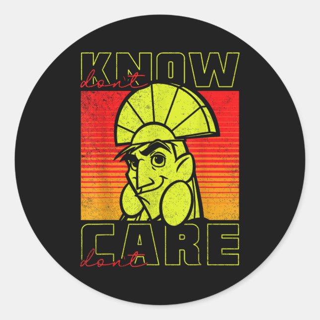 Sticker Rond The Emperor's New Groove Kuzco Don't Know Don't Ca (Devant)