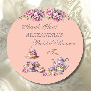 Sticker Rond Thé floral aux fleurs de lilas et de pêche Faveur