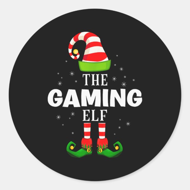 Sticker Rond The Gaming Elf Christmas Pjs Matching Pajama  (Devant)