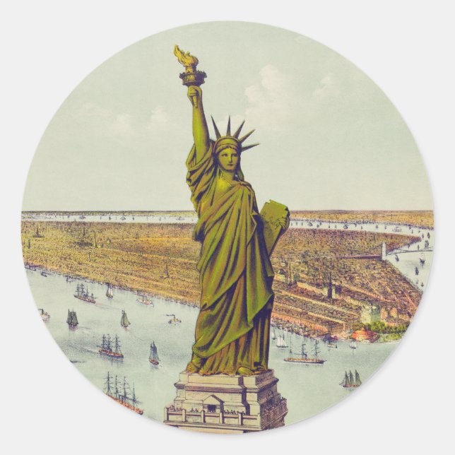 Sticker Rond The Great Bartholdi Statue, Statue of Liberty (Devant)