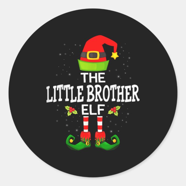 Sticker Rond The Little Brother Elf Christmas Family Matching P (Devant)