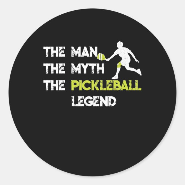 Sticker Rond The Man The Myth The Pickleball (Devant)