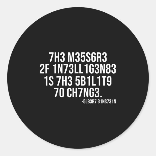 Sticker Rond The Measure Of Intelligence Coded Motivational Sci (Devant)