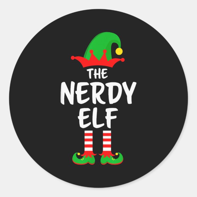 Sticker Rond The Nerdy Elf Matching Family Christmas  (Devant)