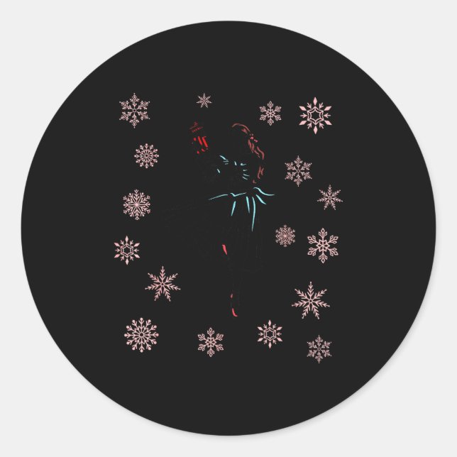 Sticker Rond The Nutcracker Ballet And Clara Ballerina Christma (Devant)