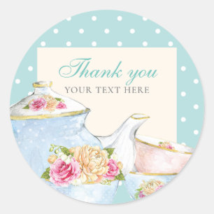Sticker Rond Thé Party Merci Polka dot
