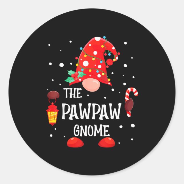 Sticker Rond The Pawpaw Gnome Matching Family Christmas Gnome P (Devant)
