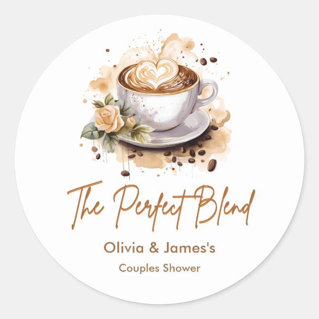 Sticker Rond The Perfect Blend Coffee Wedding Couples Shower   (Devant)