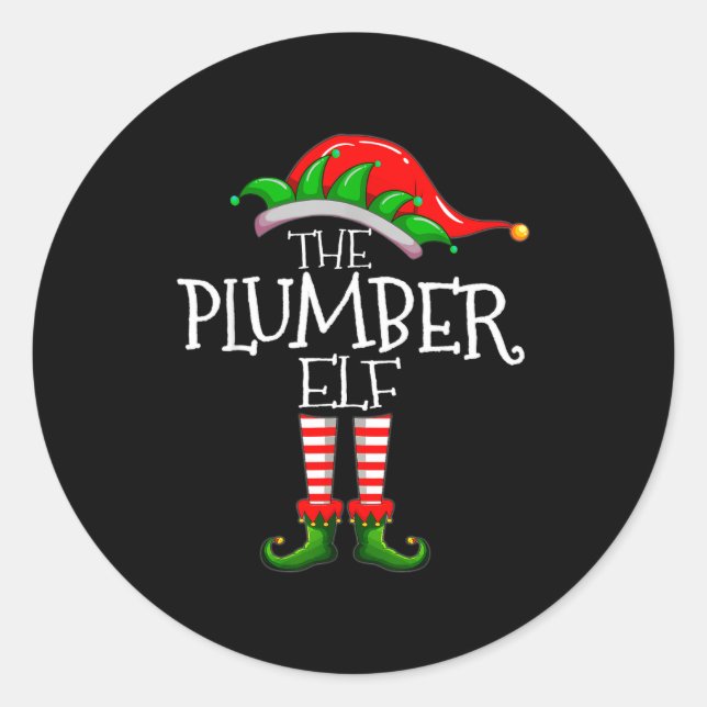 Sticker Rond The Plumber Elf Christmas Gift, Plumbing Xmas Paja (Devant)