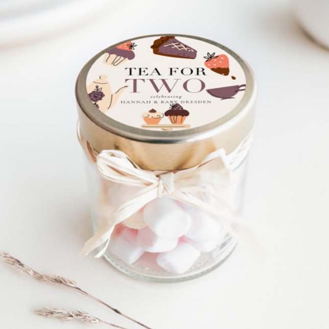 Sticker Rond Thé pour deux | Baby shower Tea Party (Créateur téléchargé)