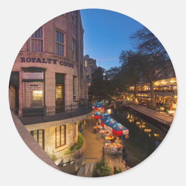 Sticker Rond The Riguk At Dusk In Downtown San Antonio 2 (Devant)