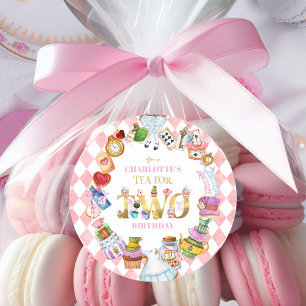Sticker Rond Thé rose Alice au pays des merveilles pour deux pe