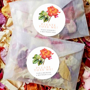 Sticker Rond Thé rose rose orangé mariage confetti toss 