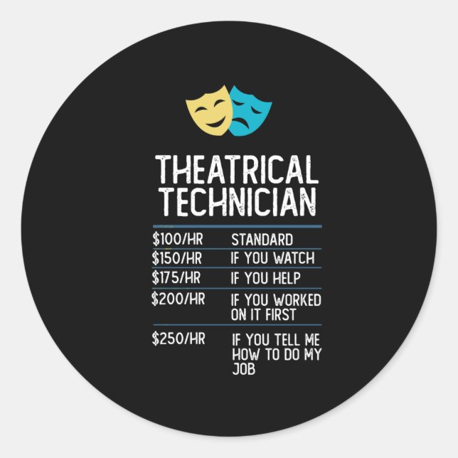Sticker Rond théatre technicien théâtre théâtre scène drôle cad (Devant)