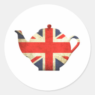Sticker Rond Théière d'Union Jack les Anglais