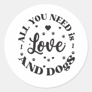 Sticker Rond Thème "Amour et Chiens"
