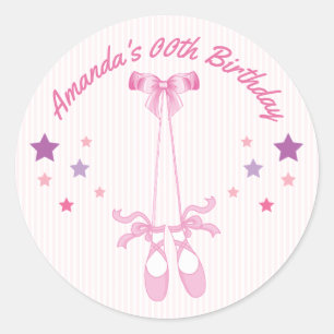 Sticker Rond Thème Ballerina rose Fête d'anniversaire personn