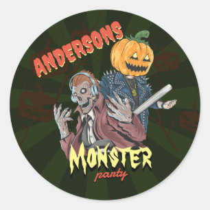 Sticker Rond Thème Costume Halloween vintage Anniversaire