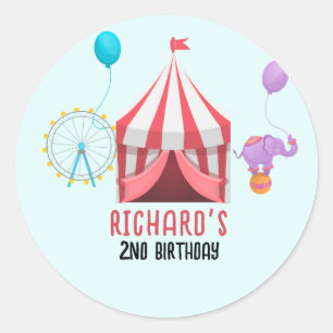 Sticker Rond Thème de fête d'anniversaire pour enfants Carnaval