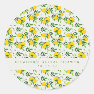 Sticker Rond Thème de fruits de citron d'été pour douche de mar