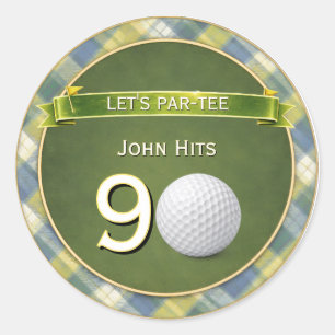 Sticker Rond Thème de golf / golf / golfeur pour anniversaire