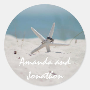 Sticker Rond Thème de mariage coordonné sur la plage