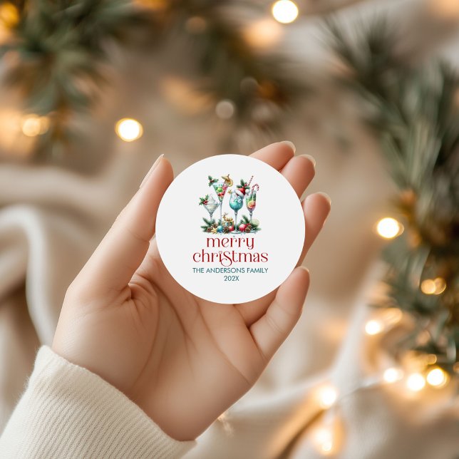 Sticker Rond Thème de Noël Cocktail fêté (Créateur téléchargé)
