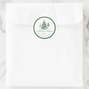 Sticker Rond Thème de Noël voeux de Noël Typographie rétro