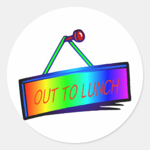 Sticker Rond Thème de panneau Sortie pour le déjeuner