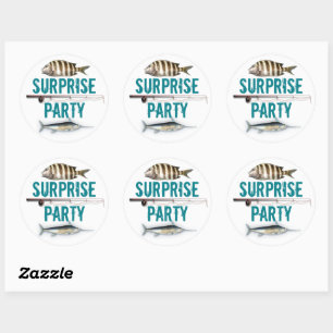 Sticker Rond Thème de pêche Surprise Invitation Enveloppe Seal
