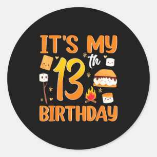 Sticker Rond thème de s'more pour un 13e anniversaire fête de 1