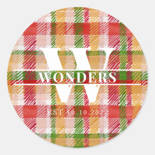 Sticker Rond Thème d'événement personnalisé à carreaux tartan