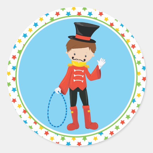 Sticker Rond Thème du cirque | Ringmaster (Devant)