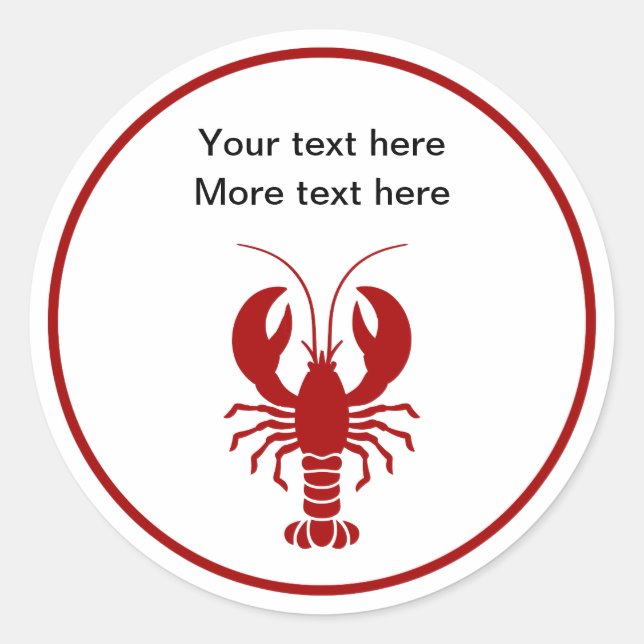 Sticker Rond Thème du homard de fruits de mer (Devant)