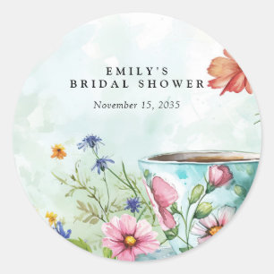 Sticker Rond Thème floral pour la fête de thé de mariage