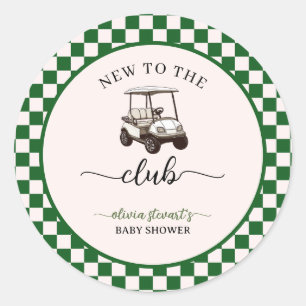 Sticker Rond Thème Golf Vert Baby shower