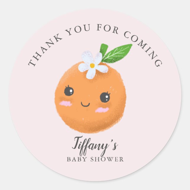 Sticker Rond Thème Little Cutie Baby shower rose Favoriser (Devant)