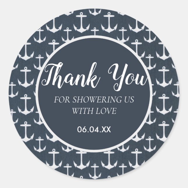 Sticker Rond thème nautique baby shower Océan Voilier Sea Lake (Devant)